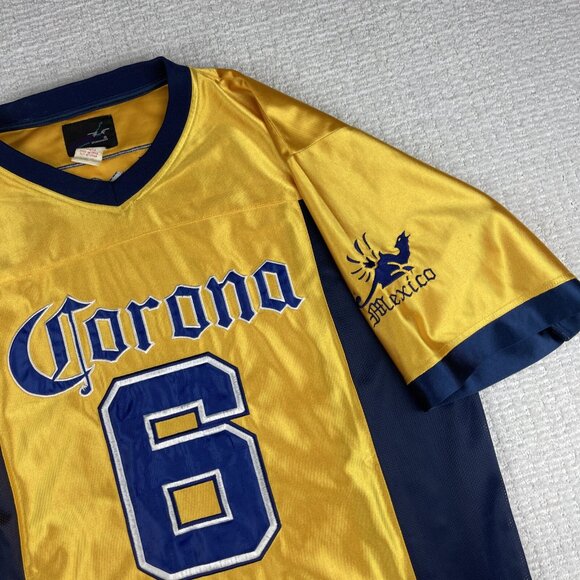 Vintage Calhoun Sportswear Football Corona Beer Bottle #6Mexico Beach T Shirt L - Picture 2 of 16